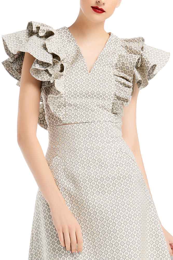 WEE Brand, grey blouse, grey top, party blouse, designer blouse, outfit, fashion, ชุดแบรนด์เนม, เช่าชุด, ชุดออกงาน, ชุดปาร์ตี้
