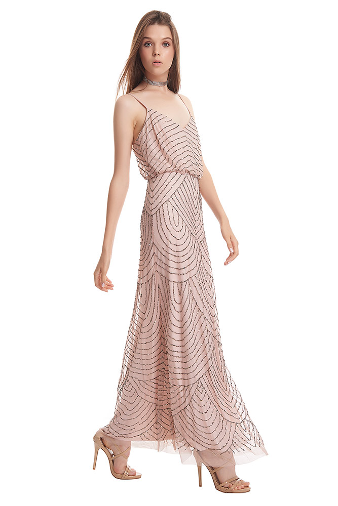 Adrianna Papell 40321 Geometric Beadwork Bridesmaid Dress
