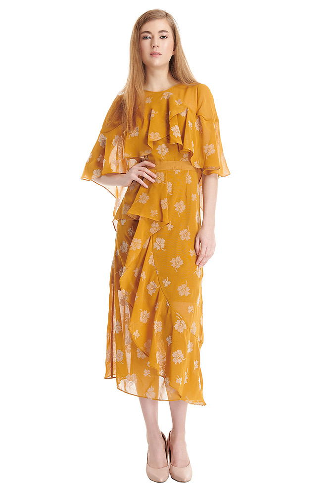 Stevie may golden 2025 frill midi dress