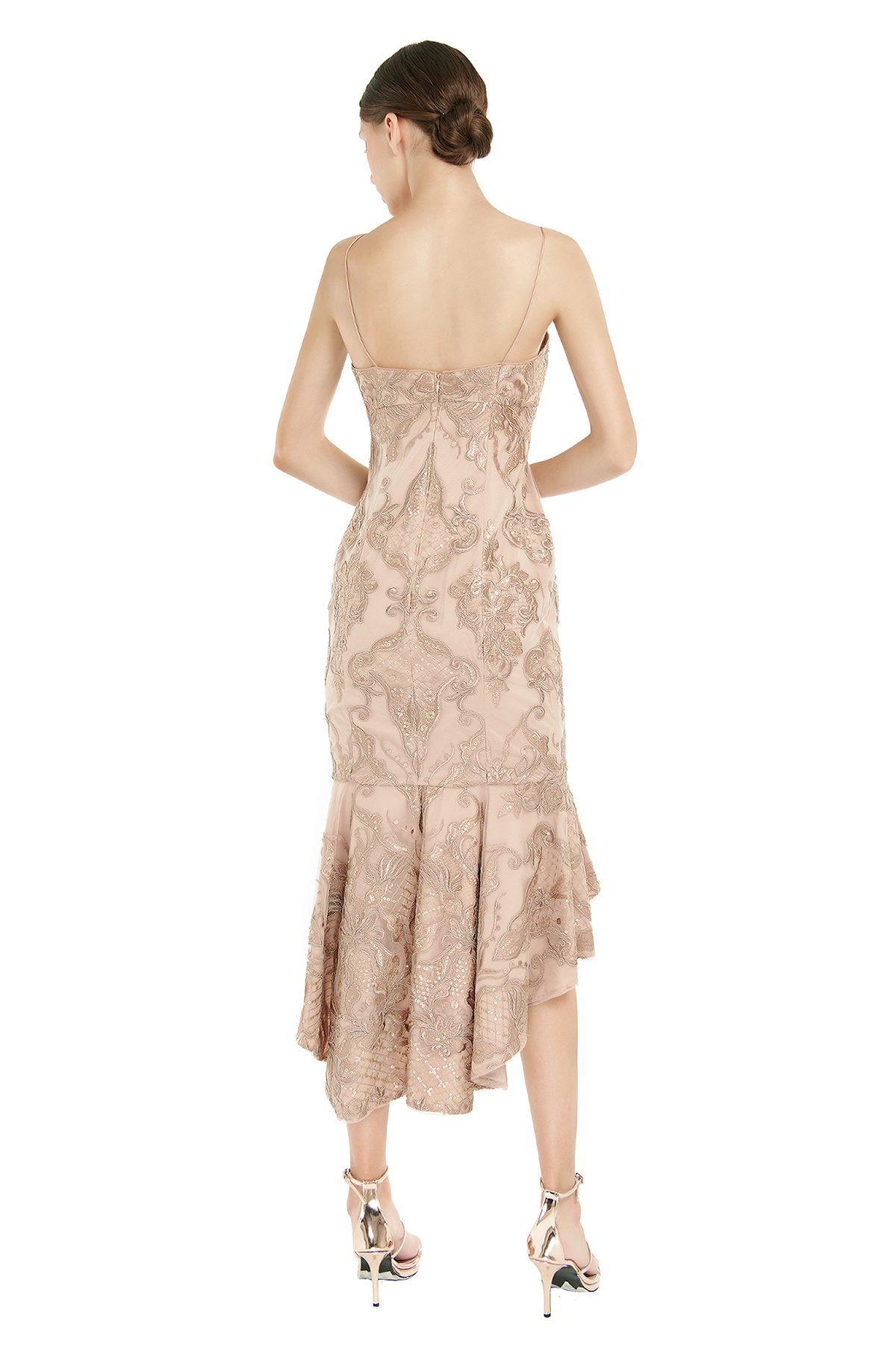 High Low Brocade Cocktail Dress