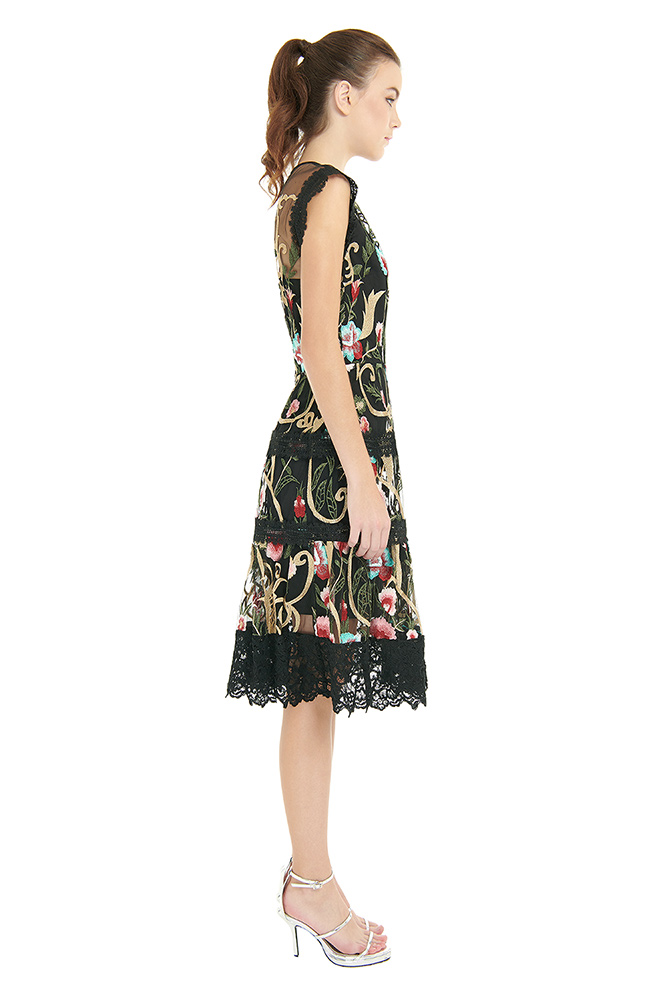 Agata Embroidered Fit and Flare Dress